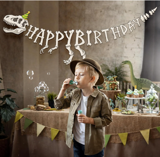 Fossil DInosaur Happy Birthday Banner