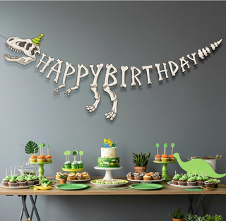 Fossil DInosaur Happy Birthday Banner