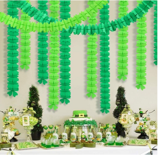 Green Party Hanging Shamrock Backdrop (Set of 4)