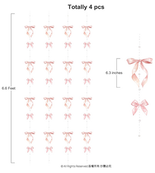 Princess Pink Pearl Bow Party Garlands (4 Pcs)