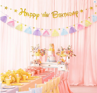 Princess Gold Happy Bitrhday Banner (2 Pcs)