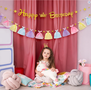 Princess Gold Happy Bitrhday Banner (2 Pcs)