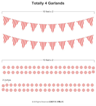 Red Stripe Carnival Circus Party Banner Set with Circle garland (4pcs)