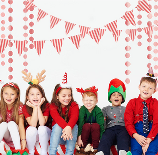 Red Stripe Carnival Circus Party Banner Set with Circle garland (4pcs)