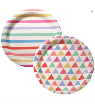 Colorful Rainbow Confetti Circus Party Plaltes (24 Pcs)