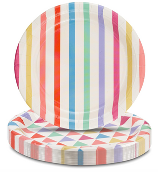 Colorful Rainbow Confetti Circus Party Plaltes (24 Pcs)