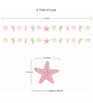 Mermaid Banner Under The Sea Birthday Party (2 Pcs)