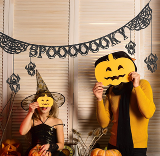 Halloween Spooky Banner with Spiders & Spider Web Banner