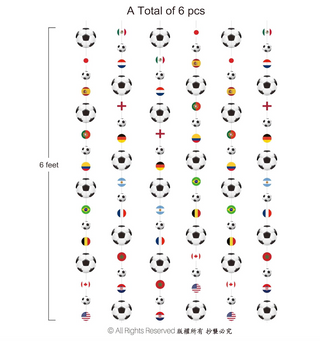 3D Soccer Garland World Cup Party Decorations (6 Pcs)