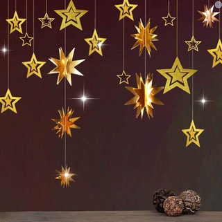 Twinkle Little Gold Star Garland Hanging (2 Packs)