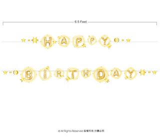 Happy Birthday Banners with Gold Stars (2pcs)
