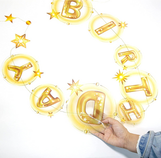 Happy Birthday Banners with Gold Stars (2pcs)