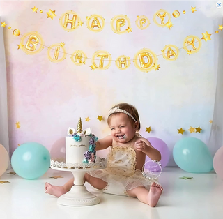 Happy Birthday Banners with Gold Stars (2pcs)