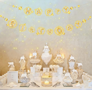 Happy Birthday Banners with Gold Stars (2pcs)