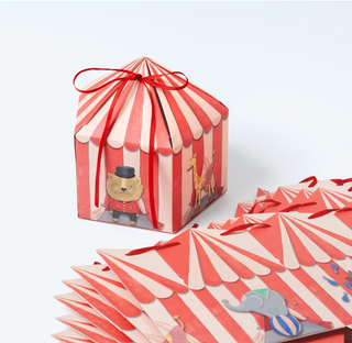 Circus Tent Carnival Animal Red and White Striped Gift Box (8pcs)
