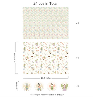 Woodland Fairy Gift Wrapping Paper with Gift Tags (12pcs)