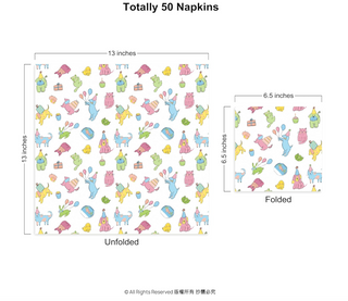 Pastel Pet Party Animal Napkins for Baby Shower (50pcs)