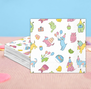 Pastel Pet Party Animal Napkins for Baby Shower (50pcs)