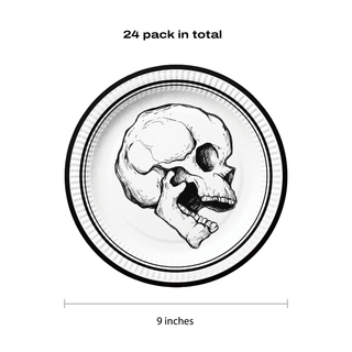 Gothic Skull Halloween Paper Plates (24 Pcs) 2