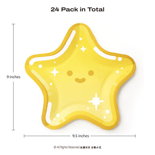 Star Shaped Paper Plates (Yellow, Pack of 24)