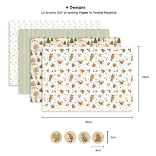 Forest Friends Animal Gift Wrapping Paper with Gift Tags (12pcs) 2