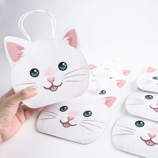 White Cat Gift Bags for Birthday & Baby Shower Parties (4 Pcs)
