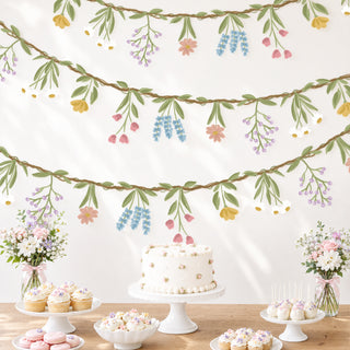 wildflower banner baby bloom party fairy cottagecore party decorations woodland baby shower flower garland wildflower decorations bridal shower flower banner whimsical birthday floral garland garden party backdrop Silly Goose party decorations enchanted garden flower decorations cottagecore wildflower party decor