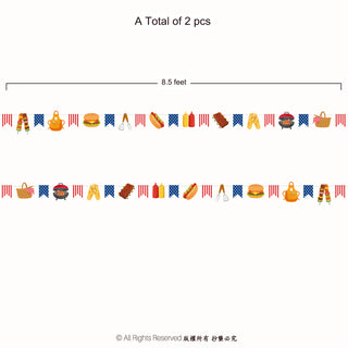 BBQ Party Banner with Hot Dog, Burger and Ribs Garland