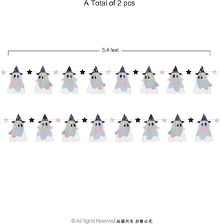 Iridescent Ghost Banner, Cute Ghost Garland, Spooky One Party Decoration, Hanging Halloween Decorations
