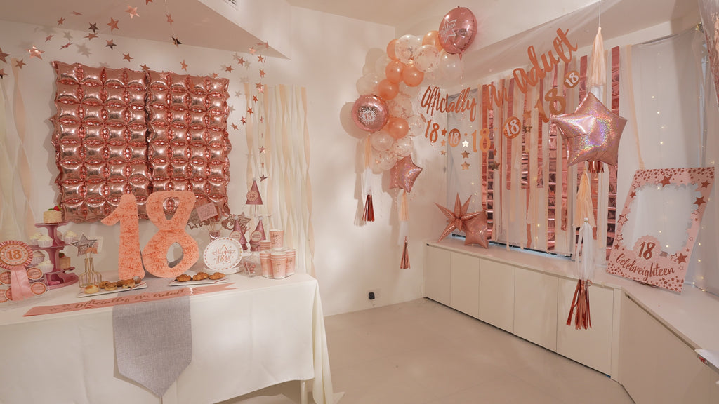 18th Birthday Chandeliers and Garlands Set in Rose Gold (8pcs)