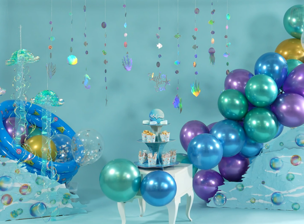 Iridescent Mermaid Tassel Garland - Ocean Mermaid Ombre Pink Blue Mint  Party Decorations - GenWooShop