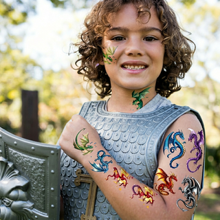 Geometric Medieval Dragon Temporary Tattoo (Pack of 108)