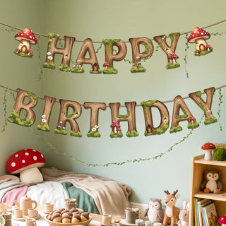 Woodland Happy Birthday Banner