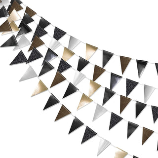 4pcs Glitter Black Shiny Gray Silver Champagne Coffee Triangle Flag Party Banner 1