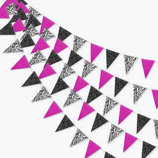 Zebra Bunting Banner with Black White and Rose (4pcs) 1