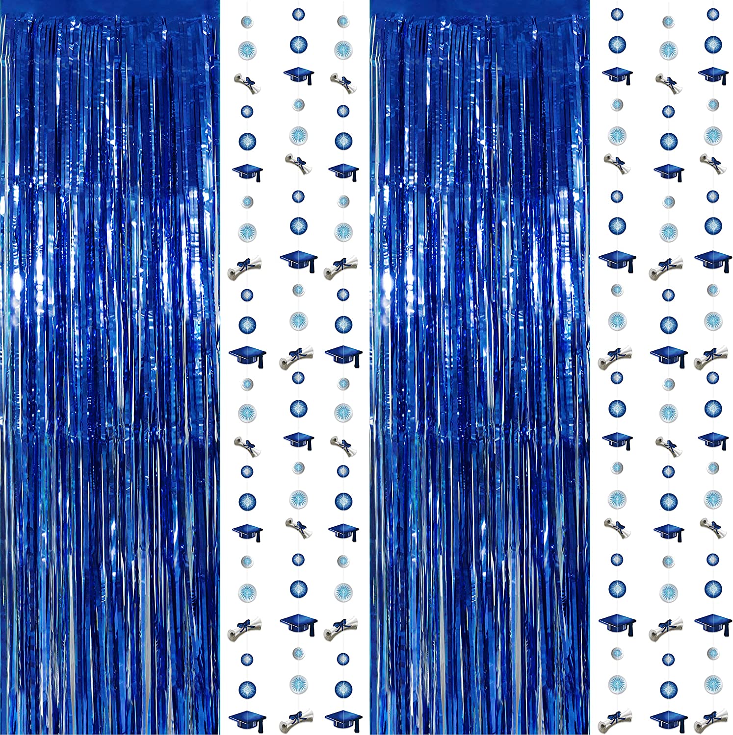 ROYAL BLUE TISSUE FRINGE GARLAND - Party Decor - 1 Piece