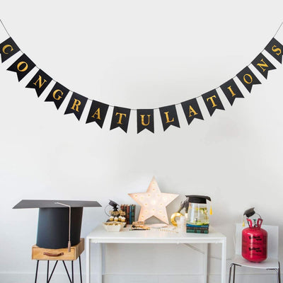 Shimmer Congratulations Banner in Gold and Black (1 pc) 1
