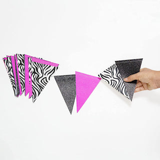 Zebra Bunting Banner with Black White and Rose (4pcs) 4