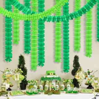 Green Tissue Paper Leaf Garland for St Patricks Party Decoration 2