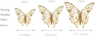 3D Champagne Gold Butterfly Wall Stickers (Champagne Gold A) 6