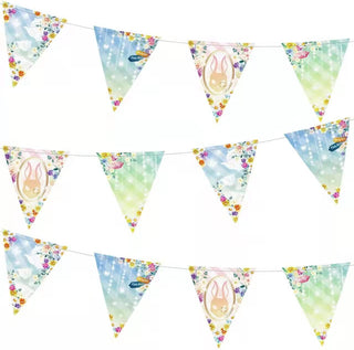 2pcs Tea Party Floral Flag Banner for Alice Wonderland Birthday Party Decorations 1
