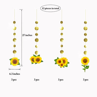 12pcs Sunflower Garlands for Kids Birthday Party Decorations Sun Flower Streamer Backdrop 3