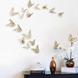 3D Champagne Gold Butterfly Wall Stickers (Champagne Gold A) 3