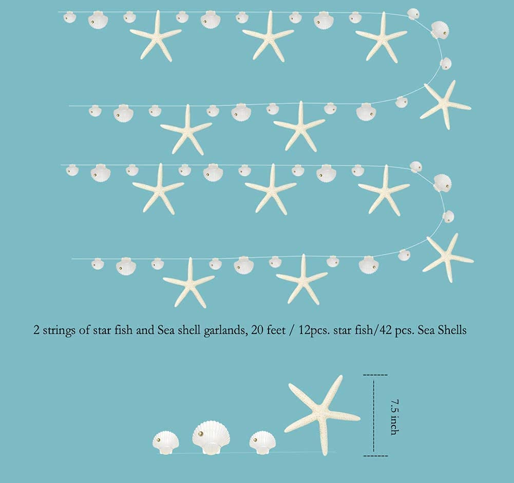 Paper White Starfish and Sea Shell Garlands (20ft) – Cheerland