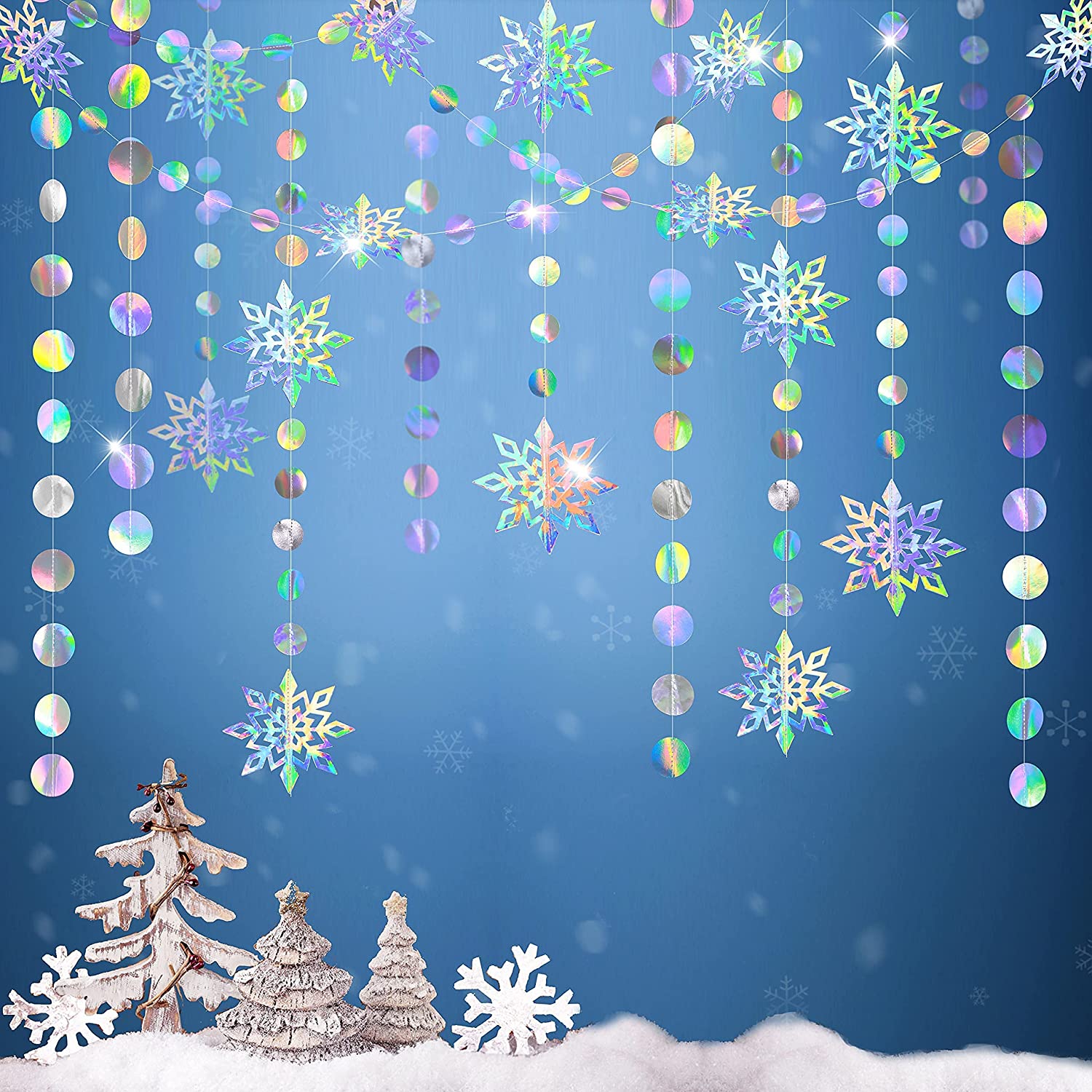 Great Choice Products 15Pcs Winter Christmas Hanging Snowflake Decorations,  3D Holographic For Christmas Winter Wonderland Decorations