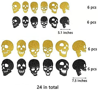 24 pcs Glitter Black Gold Skull Set 4