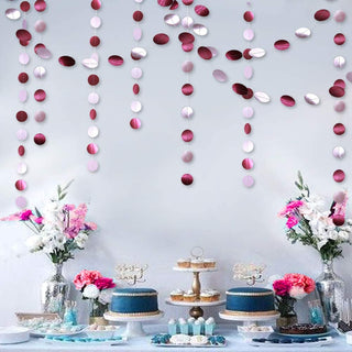 4pcs Matt Pink Burgundy Circle Dots Garland 4