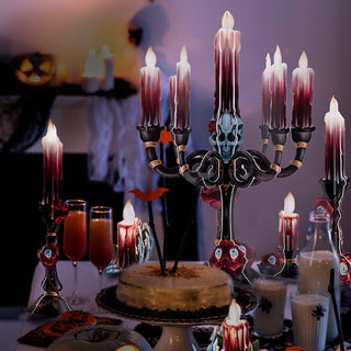 Halloween Centerpieces 3D Rose Skull Candle Stand (6pcs) 3