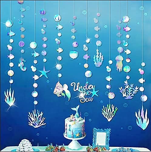 Iridescent Under The Sea Party Garland for Mermaid Birthday Party