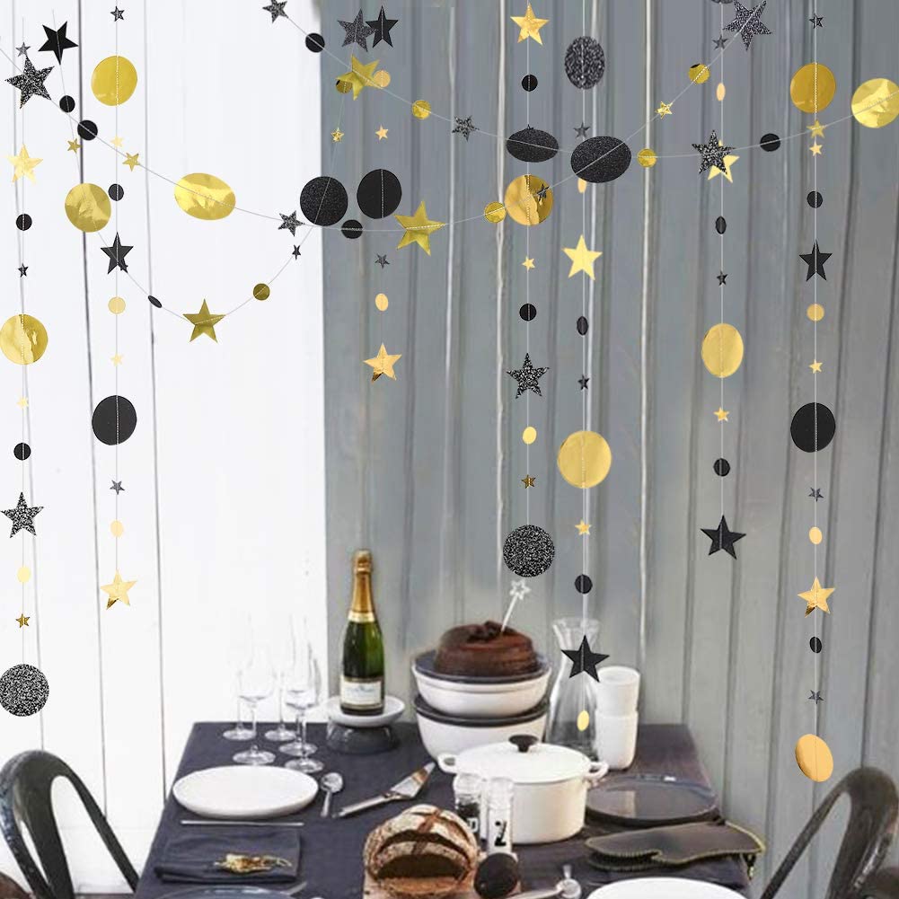 VCOSTORE Happy Birthday Garland Banner With 5 Gold Sequin Confetti Latex Balloons 13 Shiny Gold Letter Banner Flags Perfect Birthday Party Decorations